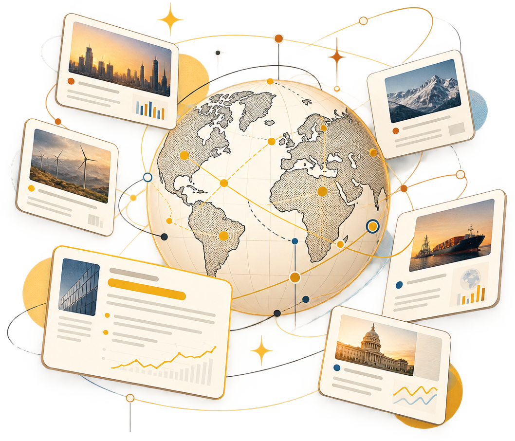 Stories from cities, markets, policy, and trade, connected around the world
